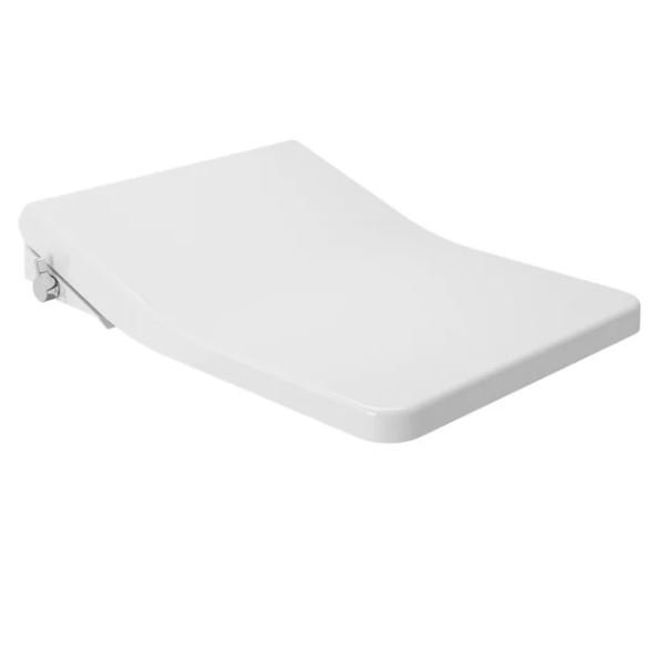 White EcoWasher TCW10S#W bidet toilet seat with a closed lid and chrome side control knob.
