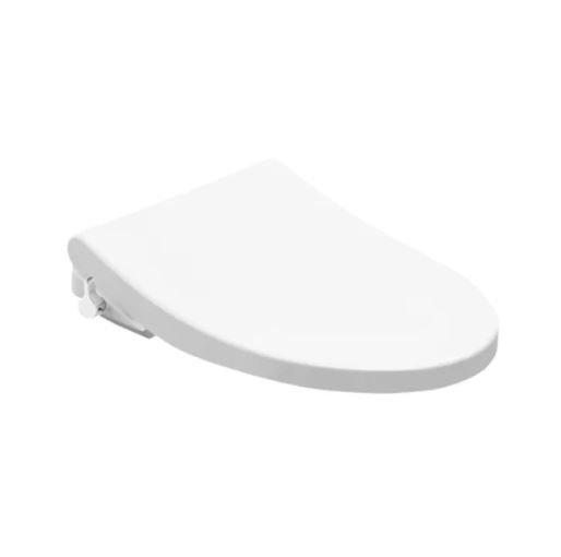 White ECOWASHER TCW1211A#NW1 bidet toilet seat featuring a streamlined closed lid and a manual side control lever.