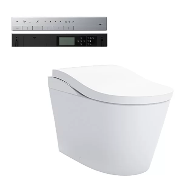 TOTO NEOREST LS P-Trap smart toilet with rimless design and remote controller in white finish