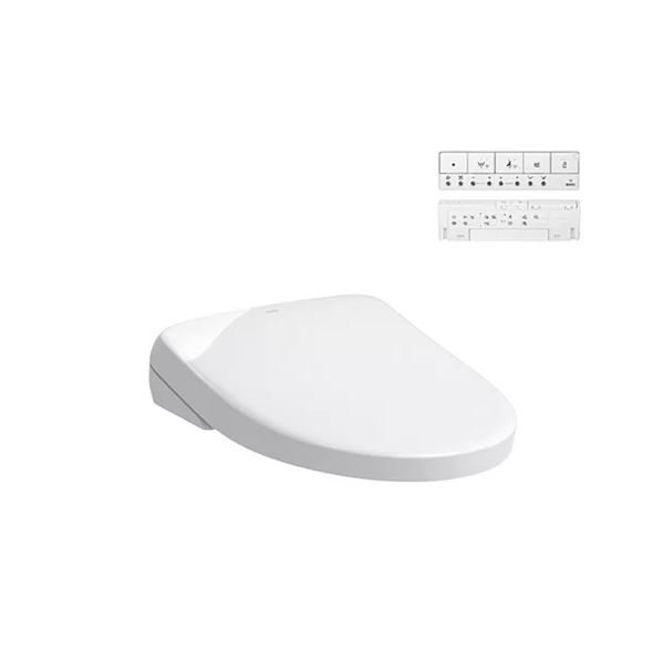 TOTO WASHLET S7 smart bidet seat with automatic lid and remote control in white finish